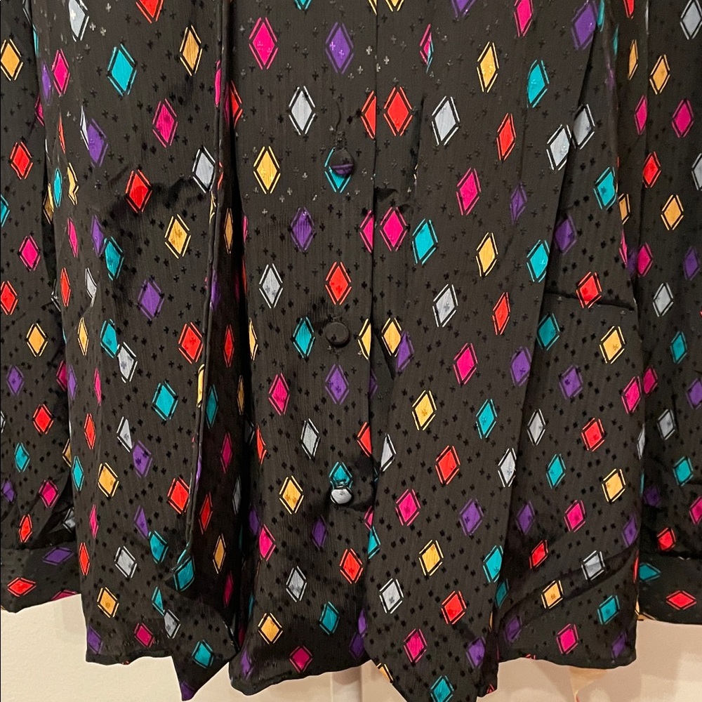 Vintage Multicolor Diamond Pattern Button Down Shirt - Picture 5 of 10